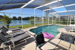 South West Facing Pool Area with Lake View