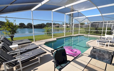 South West Facing Pool Area with Lake View