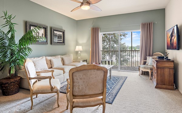 Family Room with Balcony overlooking the lake