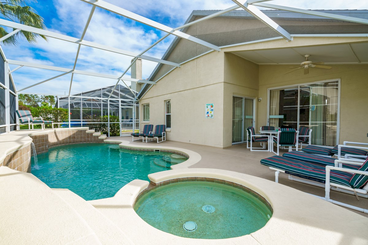 Pool area with undercover lanai