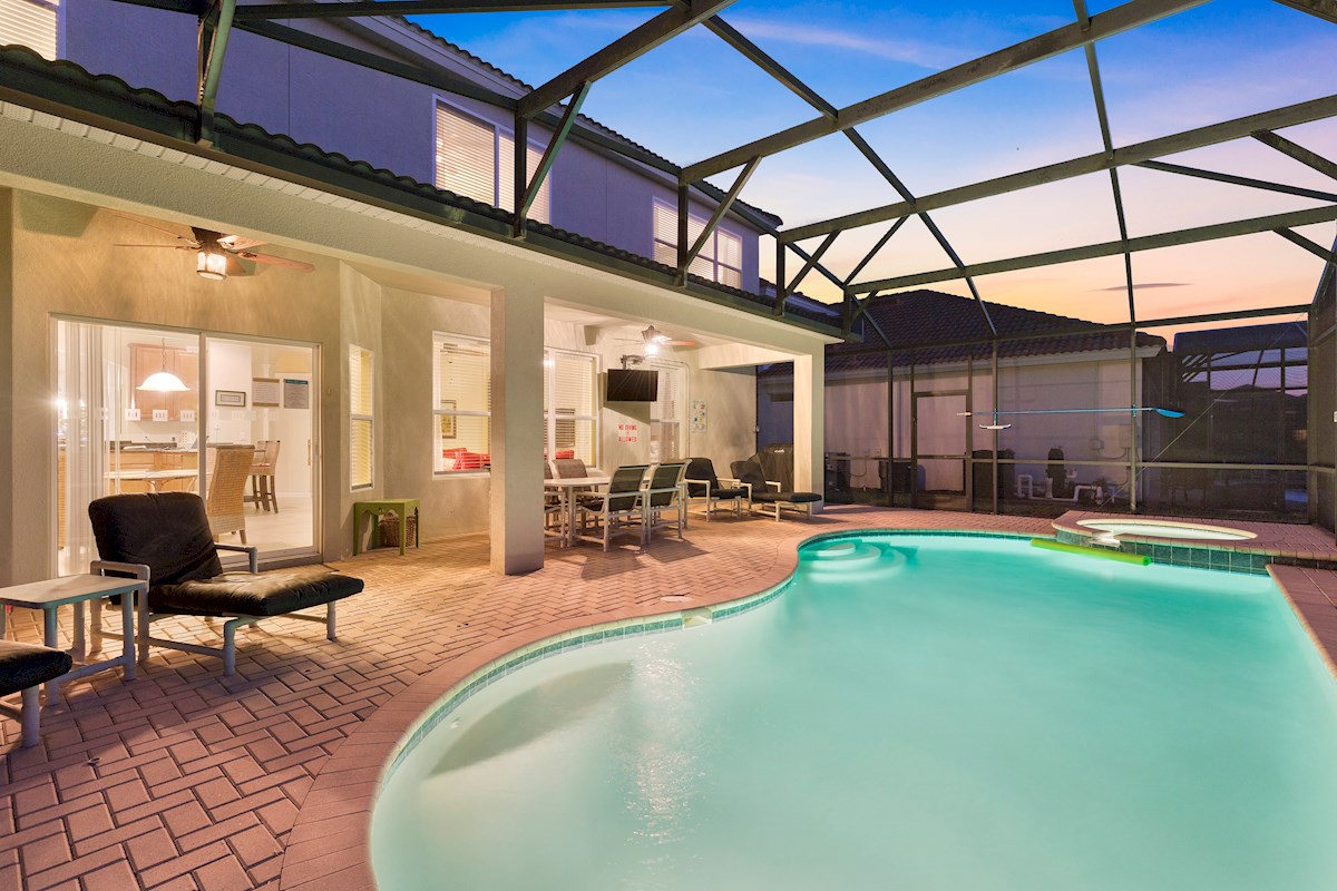 Twilight poolside