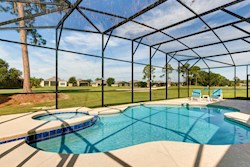 Pool with golf course view