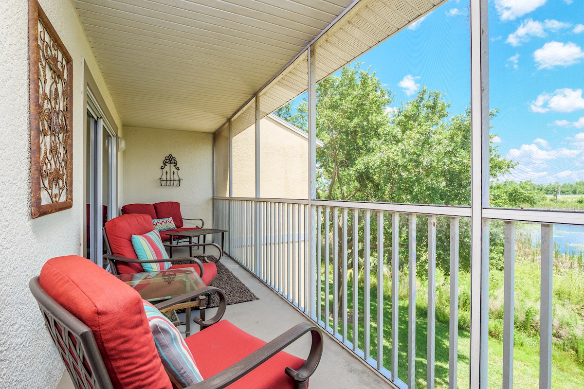 Covered Balcony with Lake View