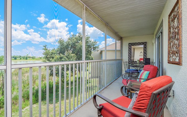 Covered Balcony with Lake View