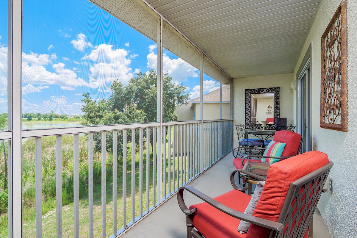 Covered Balcony with Lake View