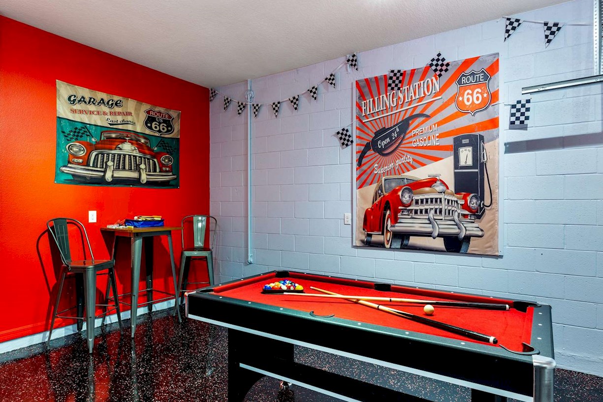 Gameroom with pool/ping pong table 