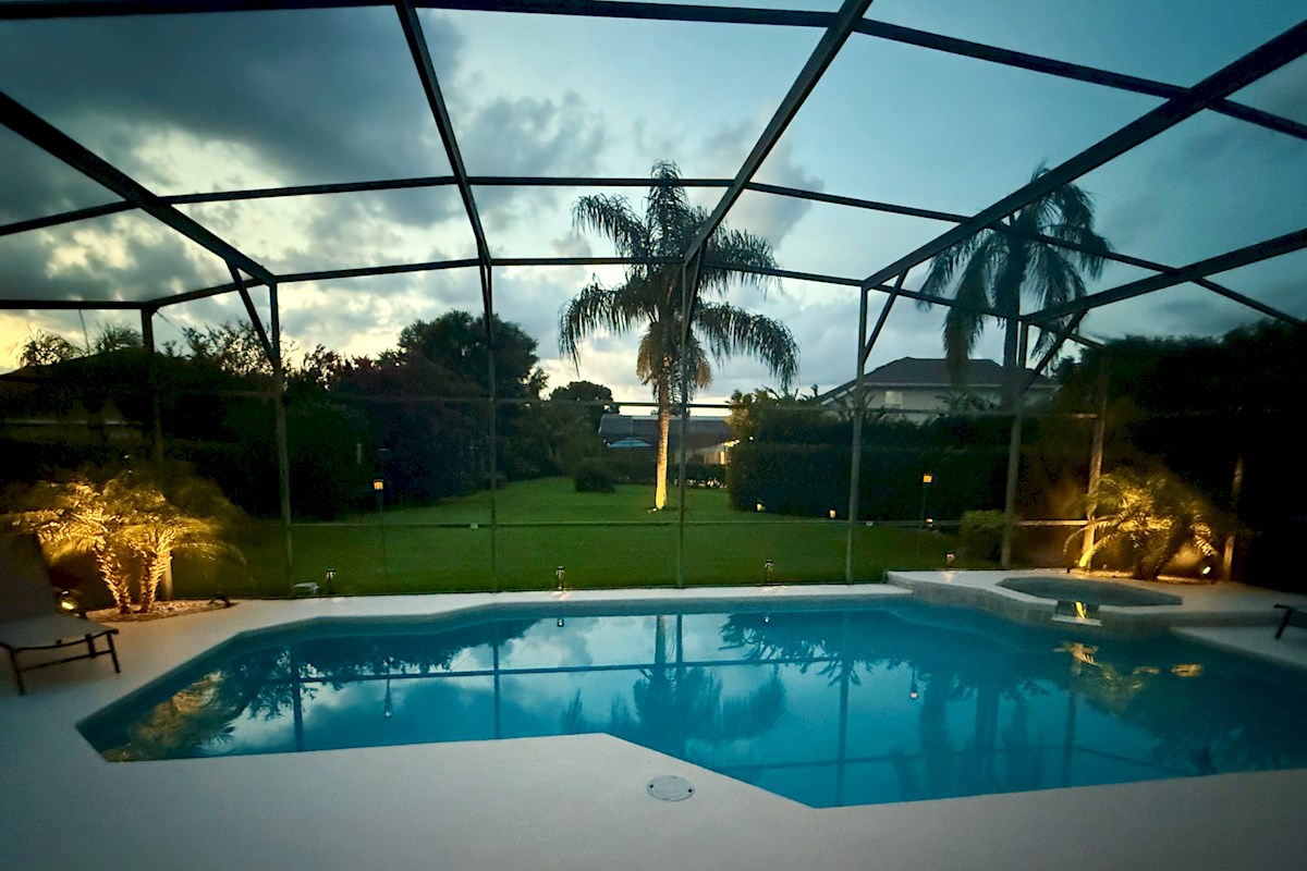 View from pool deck in the evening